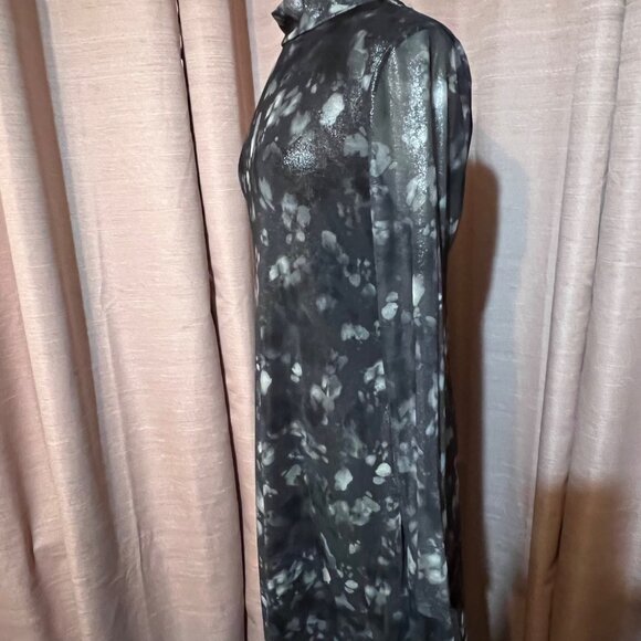 NWT Bar III Alexa Dye Women XL Black Gray Metallic Sheer Maxi Dress Career - Picture 5 of 16